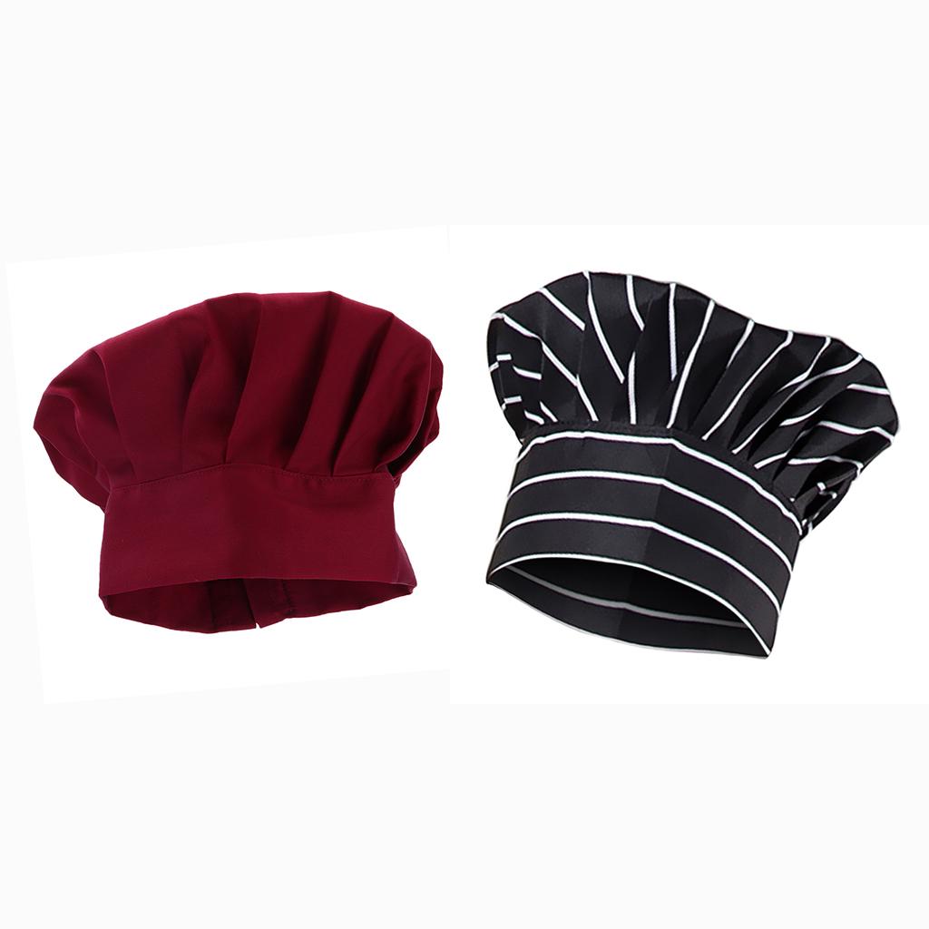 2pcs Comfortable Cook Adjustable Kitchen Baker Chef Elastic Cap Hat Catering