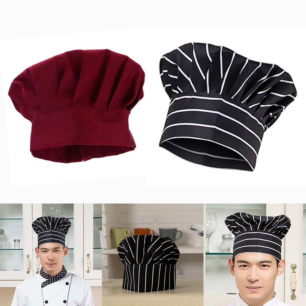 2pcs Comfortable Cook Adjustable Kitchen Baker Chef Elastic Cap Hat Catering