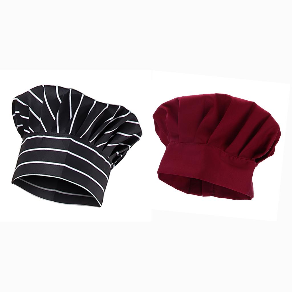 2pcs Comfortable Cook Adjustable Kitchen Baker Chef Elastic Cap Hat Catering
