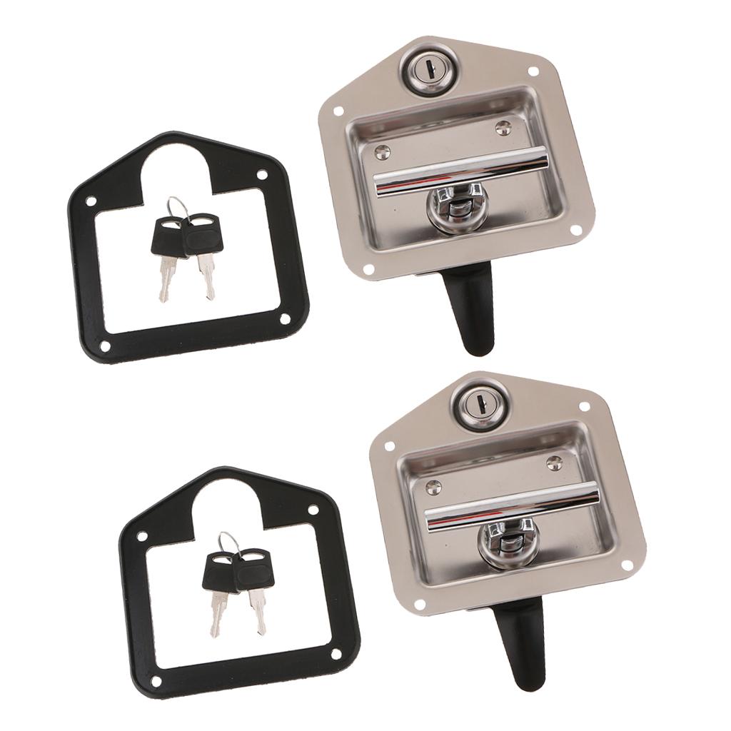 2x Stainless Steel RV Trailer Car Paddle Handle Truck Toolbox Lock Latch Key