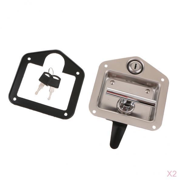 2x Stainless Steel RV Trailer Car Paddle Handle Truck Toolbox Lock Latch Key