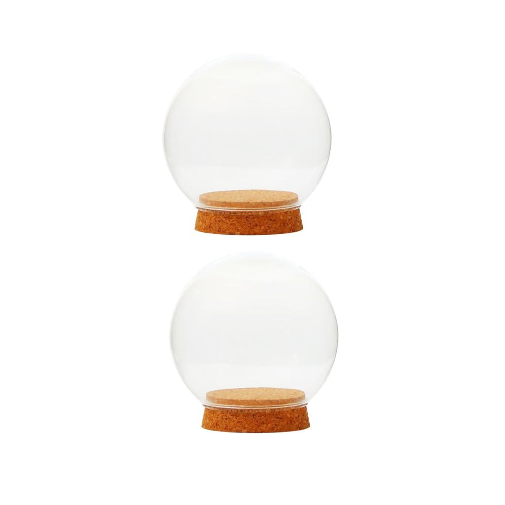 2xDia 12cm Glass Ball Shaped Cover Landscape Terrarium Container Lid Vase