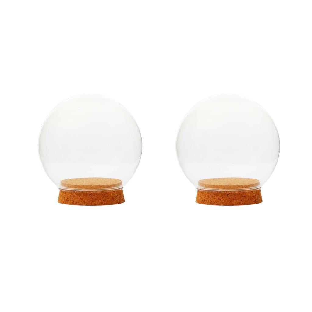 2xDia 12cm Glass Ball Shaped Cover Landscape Terrarium Container Lid Vase