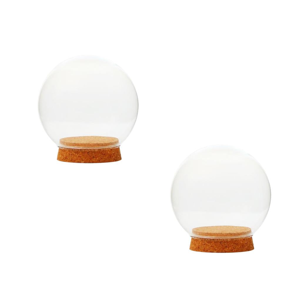 2xDia 12cm Glass Ball Shaped Cover Landscape Terrarium Container Lid Vase