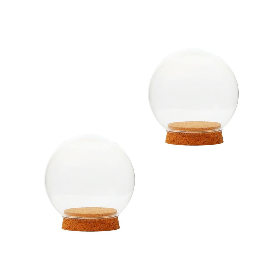 2xDia 12cm Glass Ball Shaped Cover Landscape Terrarium Container Lid Vase