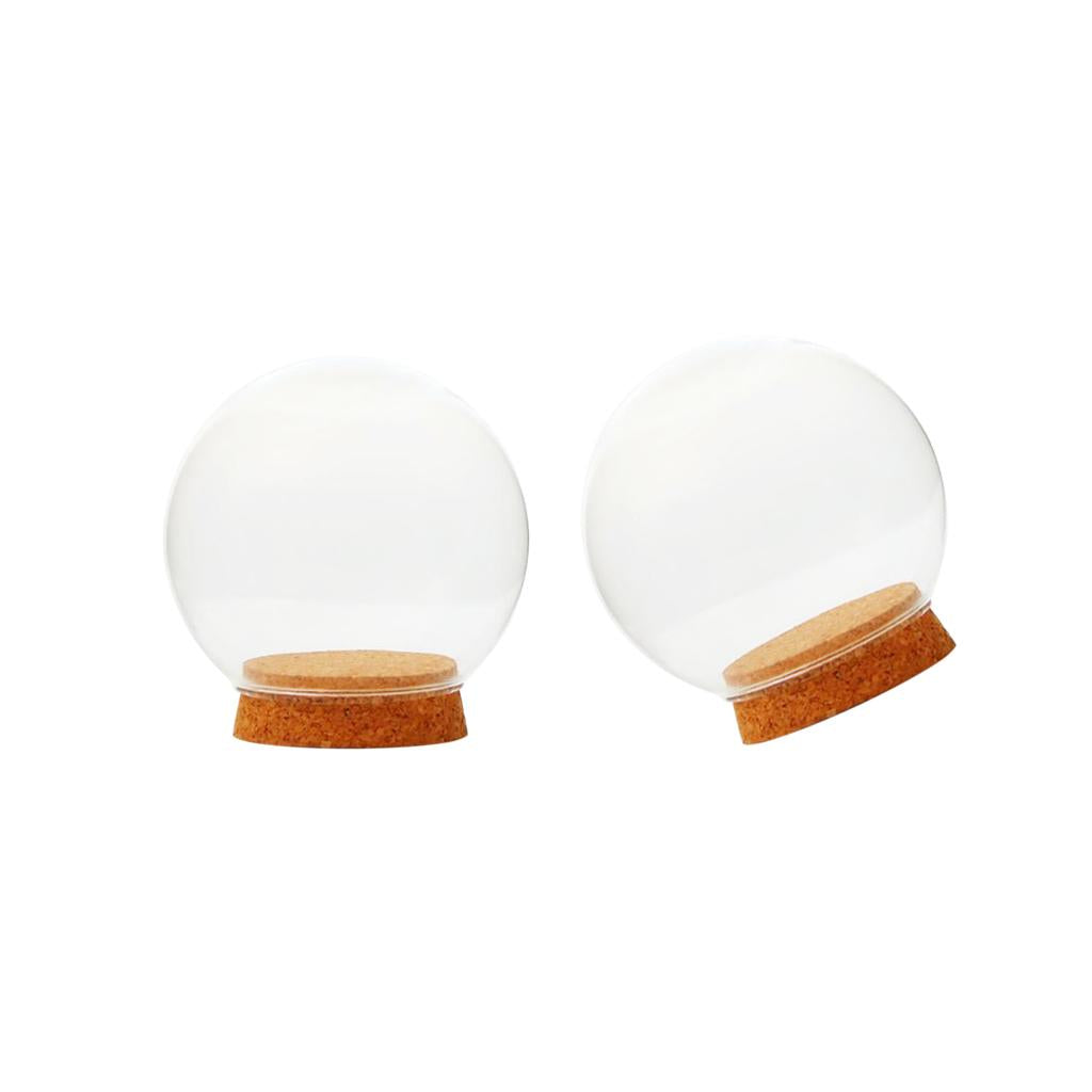 2xDia 12cm Glass Ball Shaped Cover Landscape Terrarium Container Lid Vase