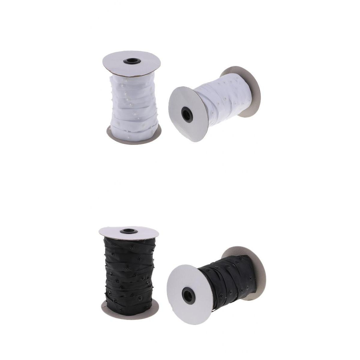 2 Pair Snap Fastener Tape for Duvet Covers Cushions Fabric Use Black White
