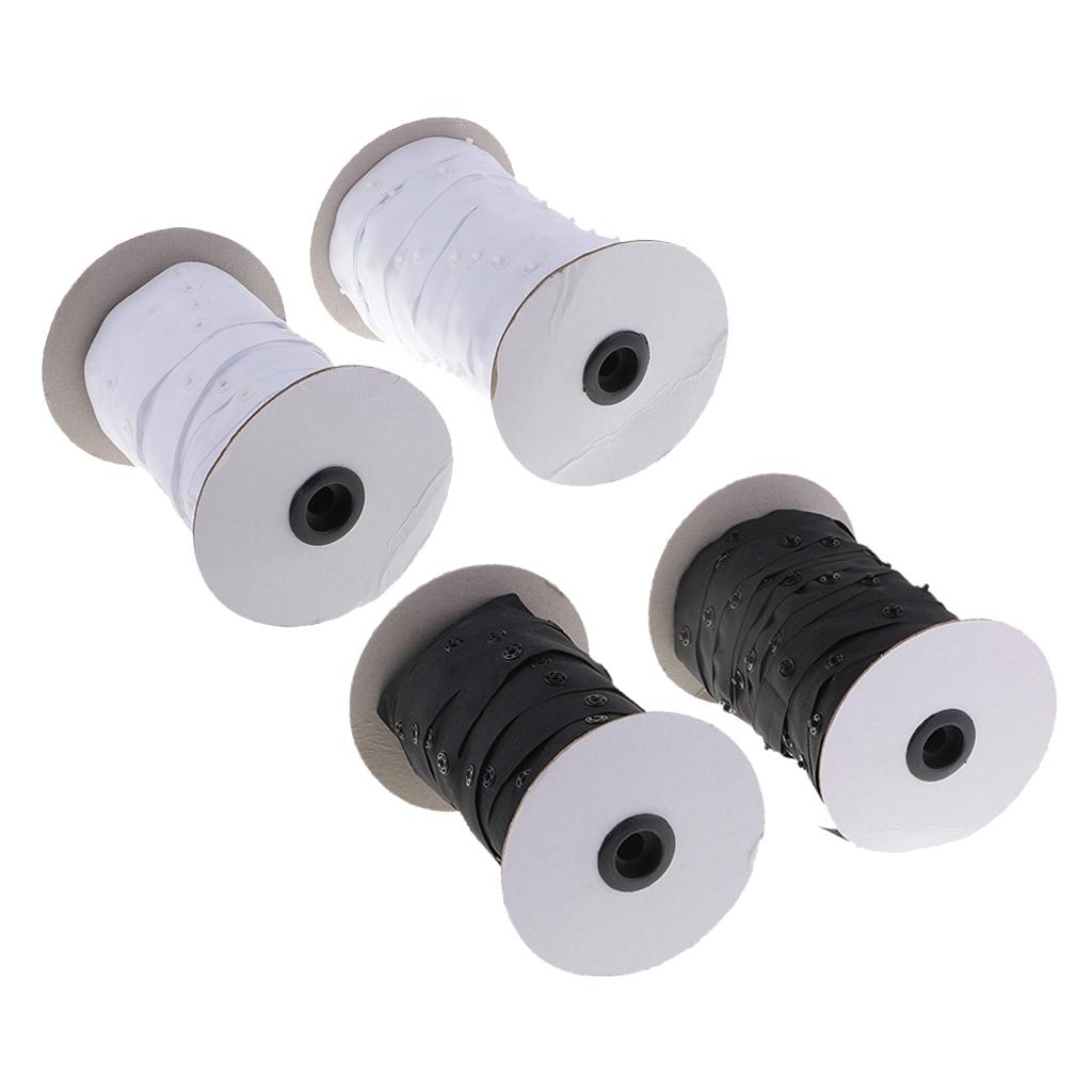 2 Pair Snap Fastener Tape for Duvet Covers Cushions Fabric Use Black White