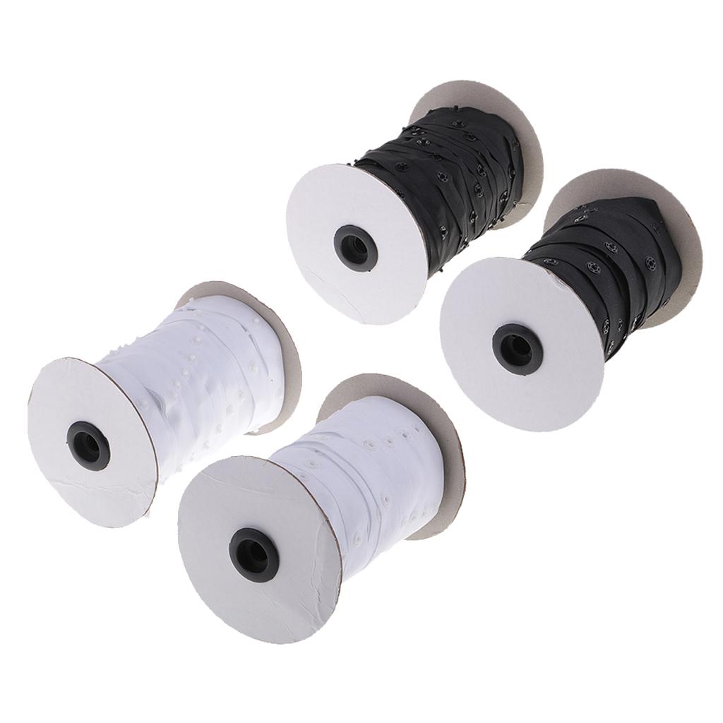 2 Pair Snap Fastener Tape for Duvet Covers Cushions Fabric Use Black White