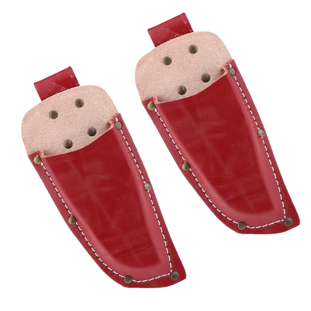 2Pcs Professional Garden Pruning Shear Pouch Bag Holder Waist Belt Red