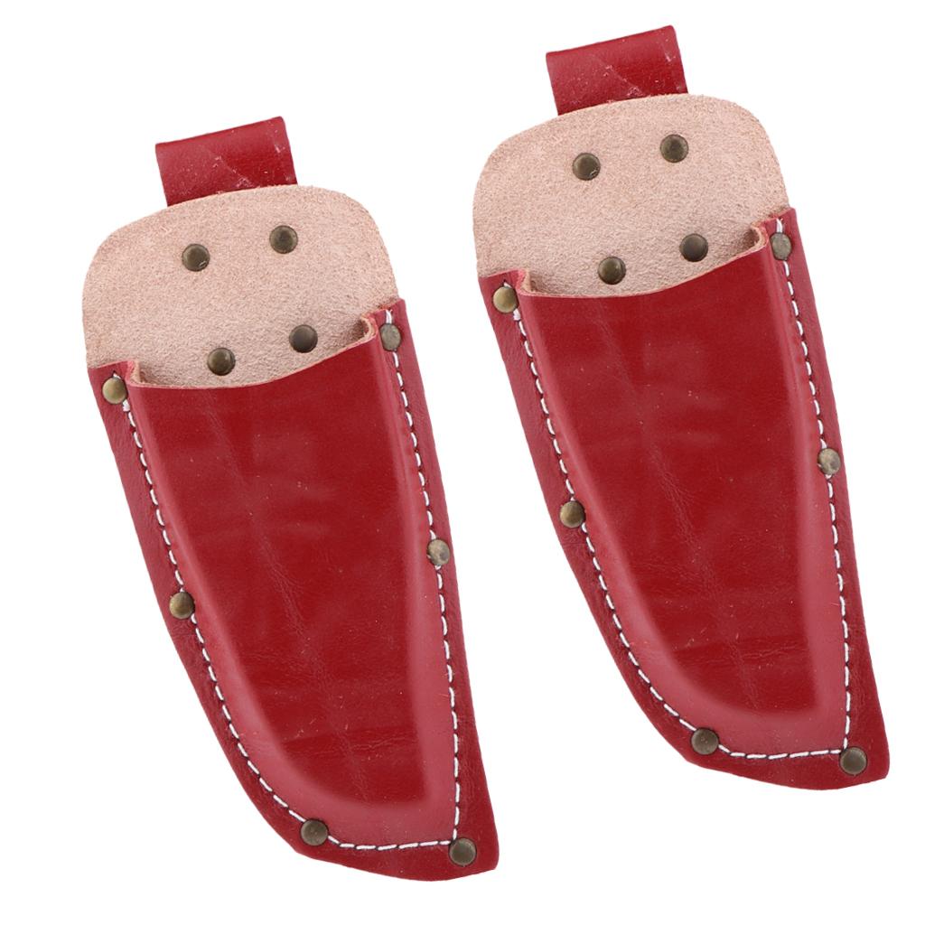 2Pcs Professional Garden Pruning Shear Pouch Bag Holder Waist Belt Red