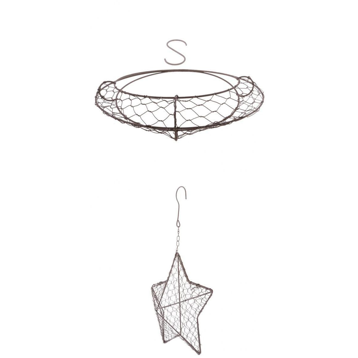2Pc Vintage Iron Moon Shape Succulent Pot Metal Hanging Planter Plant Holder