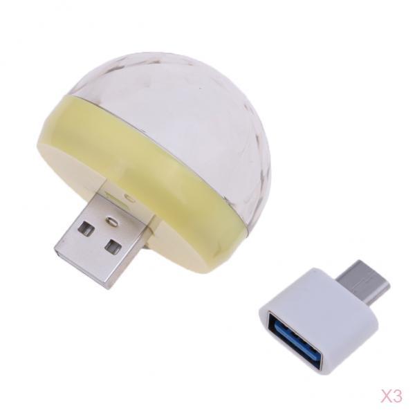 3 Pieces USB Mini Disco Light Ball Portable LED Karaoke KTV Party Decor Lamp