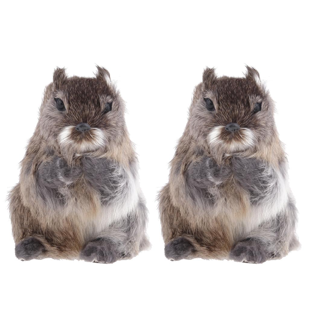 2Pcs Artificial Squirrel Simulation Animals Model Toy Garden Decor Ornaments