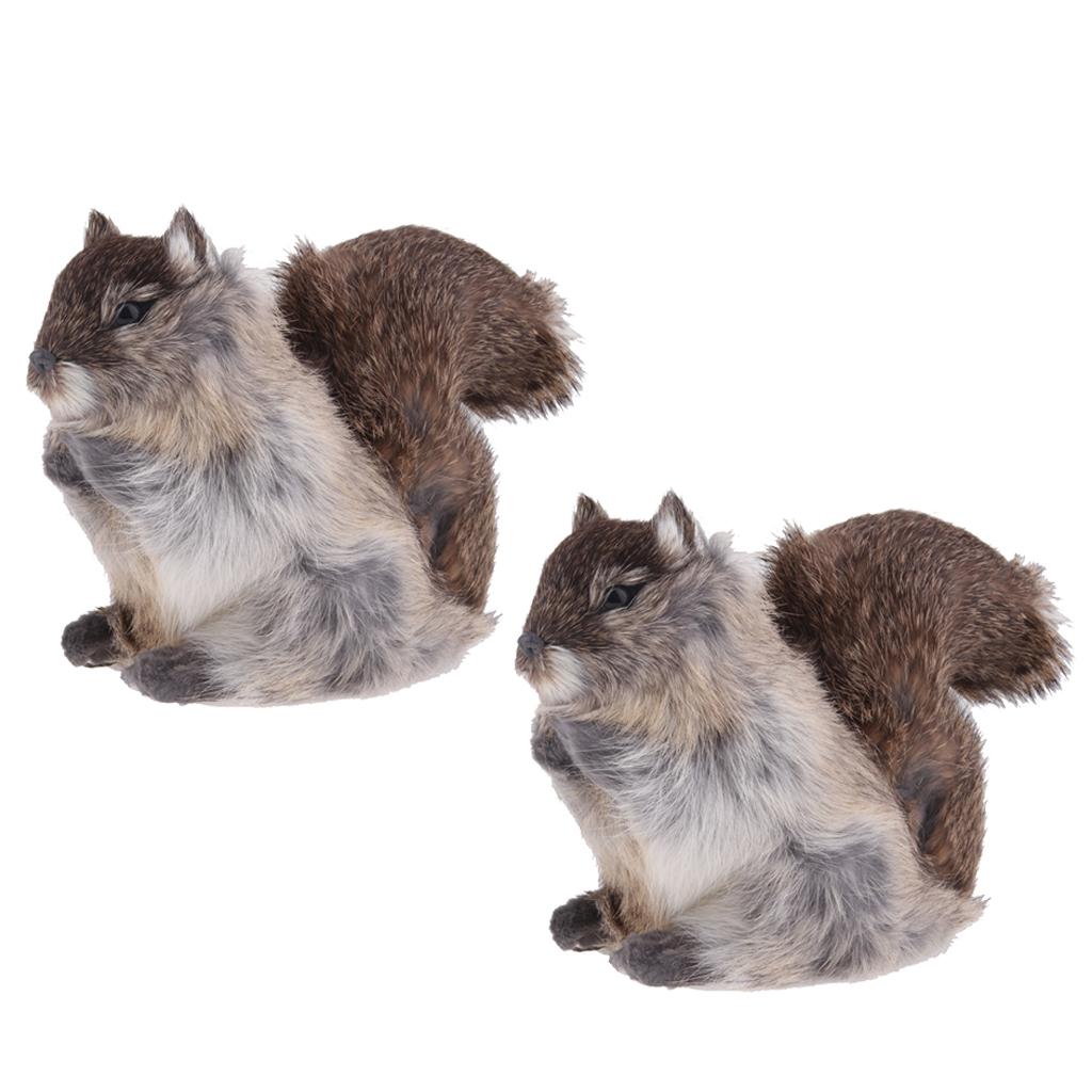 2Pcs Artificial Squirrel Simulation Animals Model Toy Garden Decor Ornaments