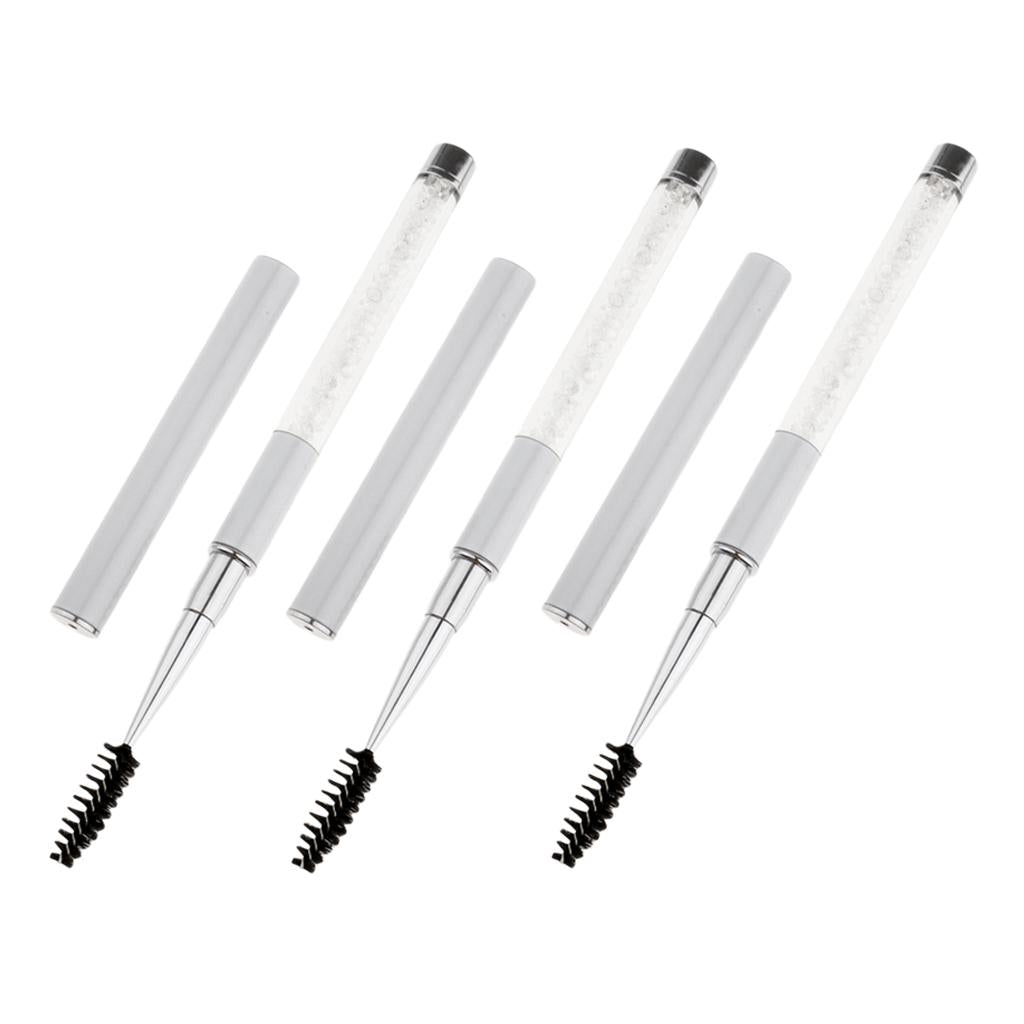 3pcs Rhinestone Eyebrow Eye Lash Curling Mascara Brush Applicator Wand Clear