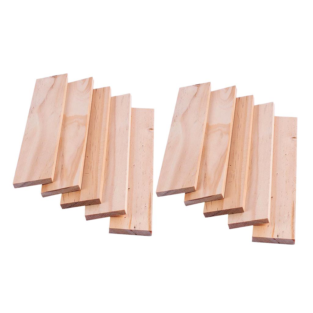 10pcs Wooden Strips Wood Sticks Pine Wood Long Sticks for Crafts 250x50x8mm