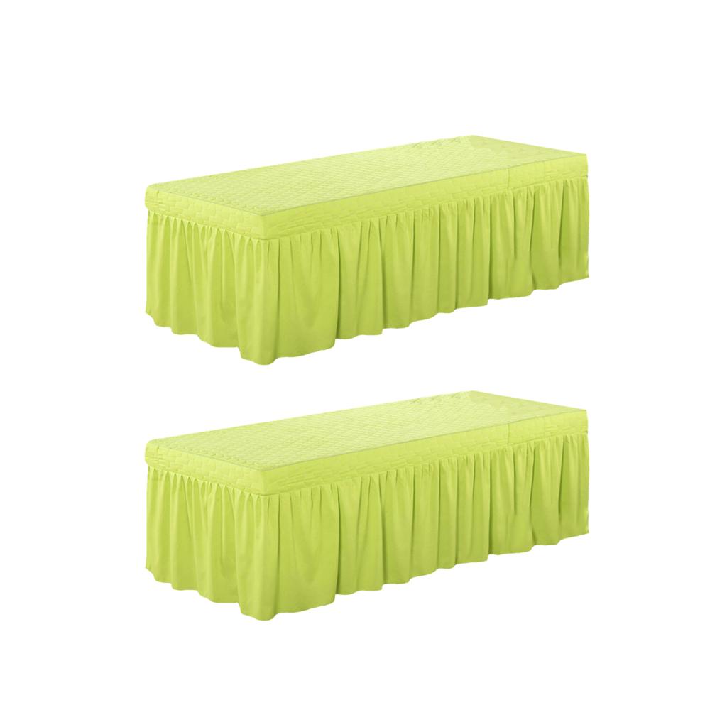 2xMassage Table Skirt Beauty Bed Cover Valance Sheet Green_2