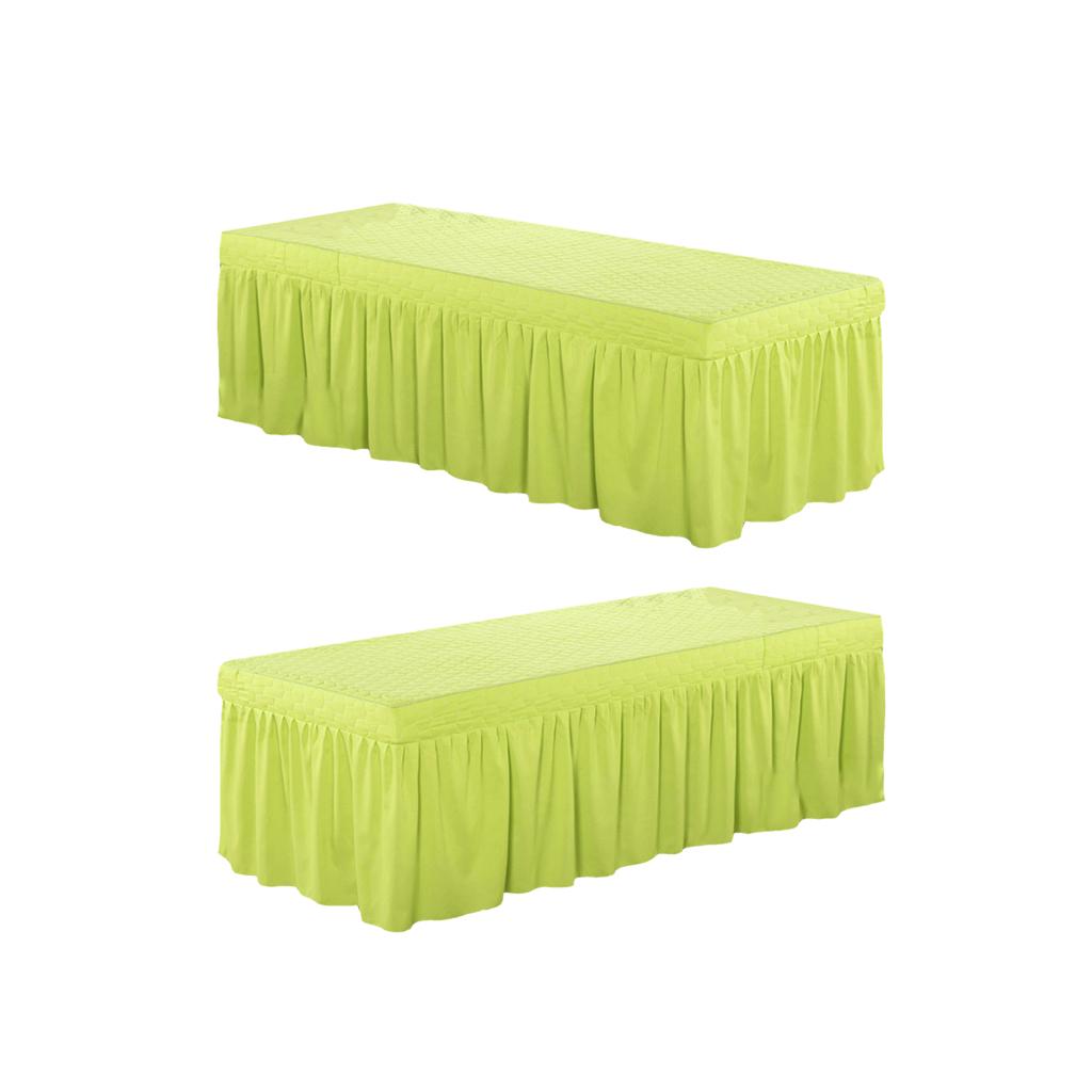 2xMassage Table Skirt Beauty Bed Cover Valance Sheet Green_2