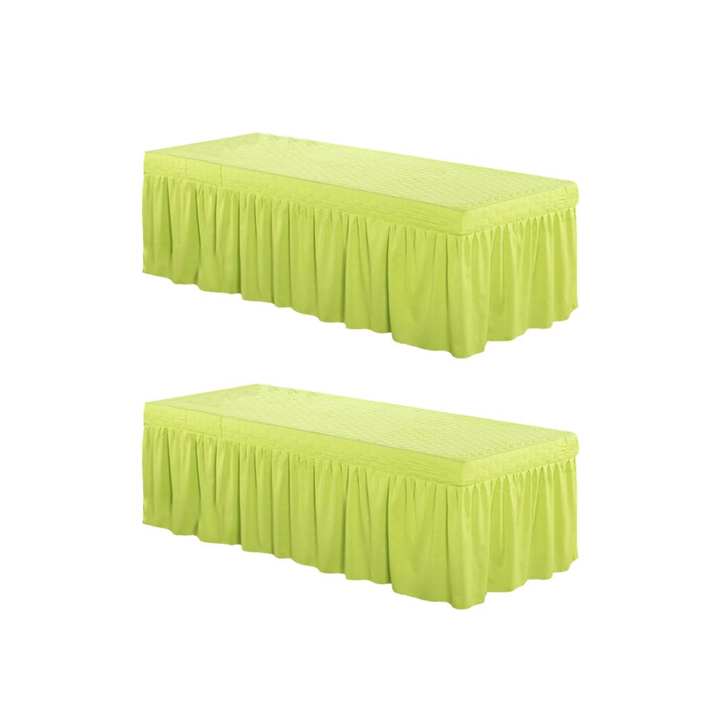 2xMassage Table Skirt Beauty Bed Cover Valance Sheet Green_2