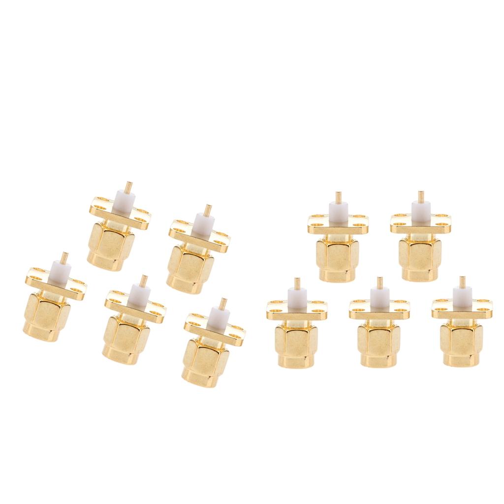 10Pieces SMA Male Jack Chassis Flange Panel Mount 4 Hole Connector Adapter
