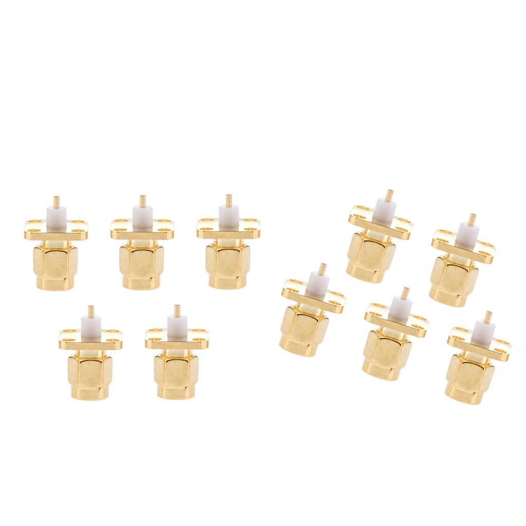 10Pieces SMA Male Jack Chassis Flange Panel Mount 4 Hole Connector Adapter