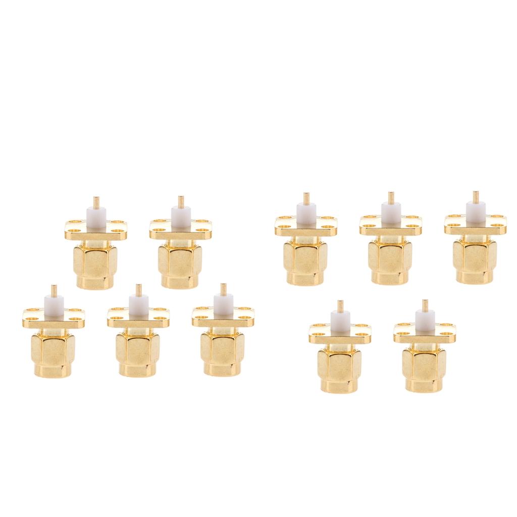 10Pieces SMA Male Jack Chassis Flange Panel Mount 4 Hole Connector Adapter