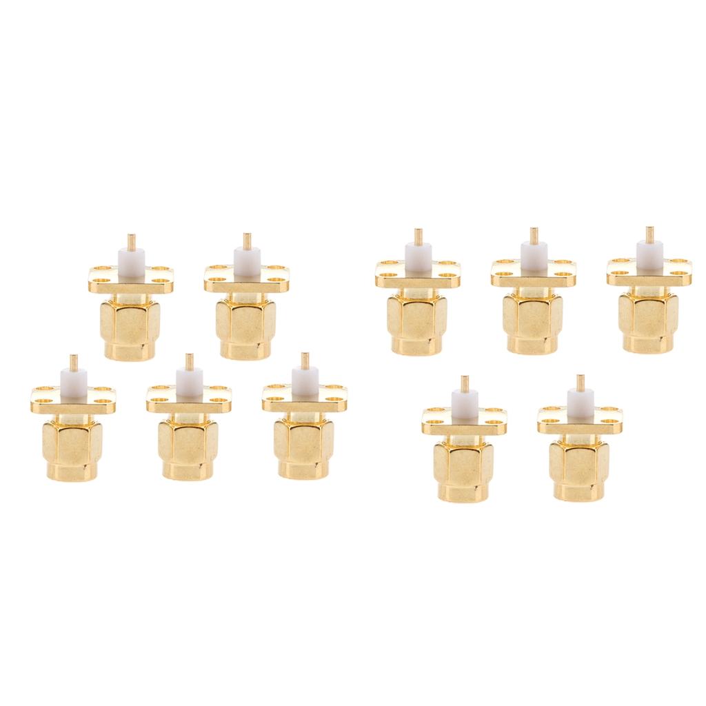 10Pieces SMA Male Jack Chassis Flange Panel Mount 4 Hole Connector Adapter