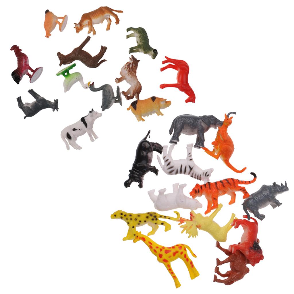 24Pcs Plastic Wild Animals Model Figures Playset Kids Educational Toys