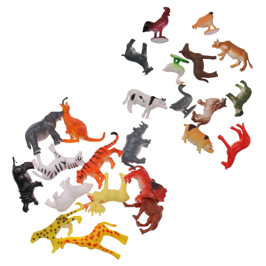 24Pcs Plastic Wild Animals Model Figures Playset Kids Educational Toys