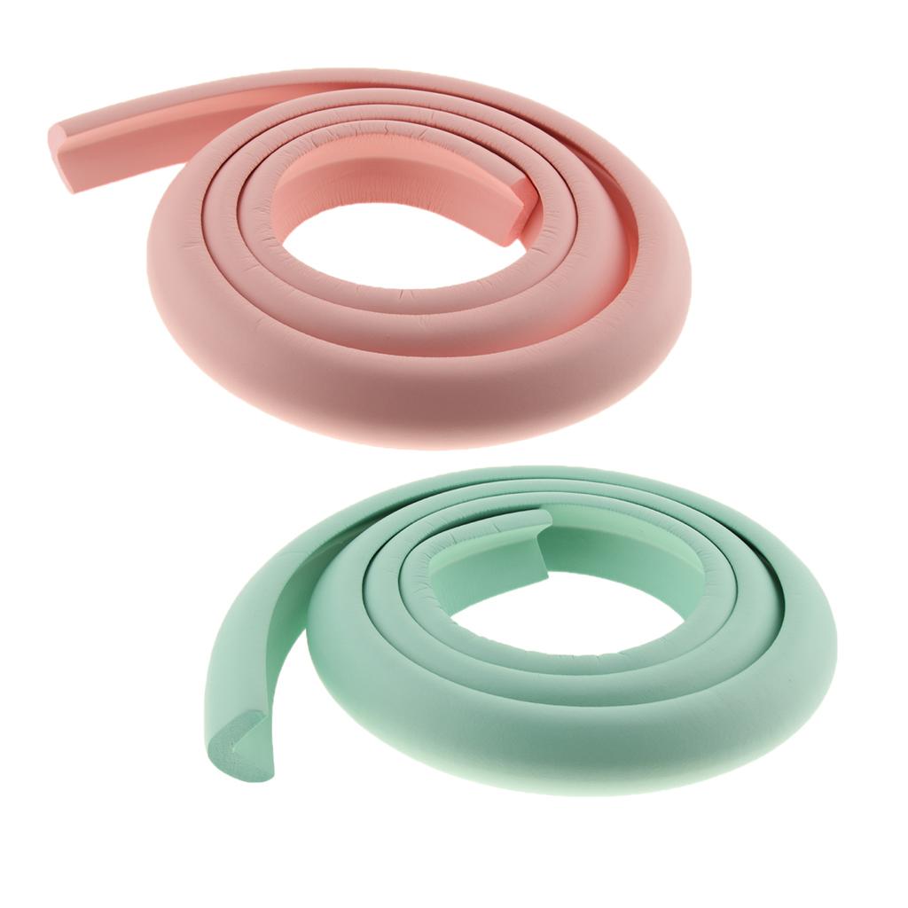 2m L Shape Rubber Strap Edge Guard Baby Safety Corner Protection Pink Green
