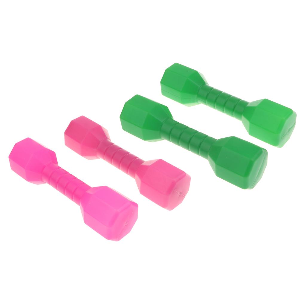 2 Pair Plastic Lightweight Dumbbell Fitness Exercise Kids Toy Green + Pink
