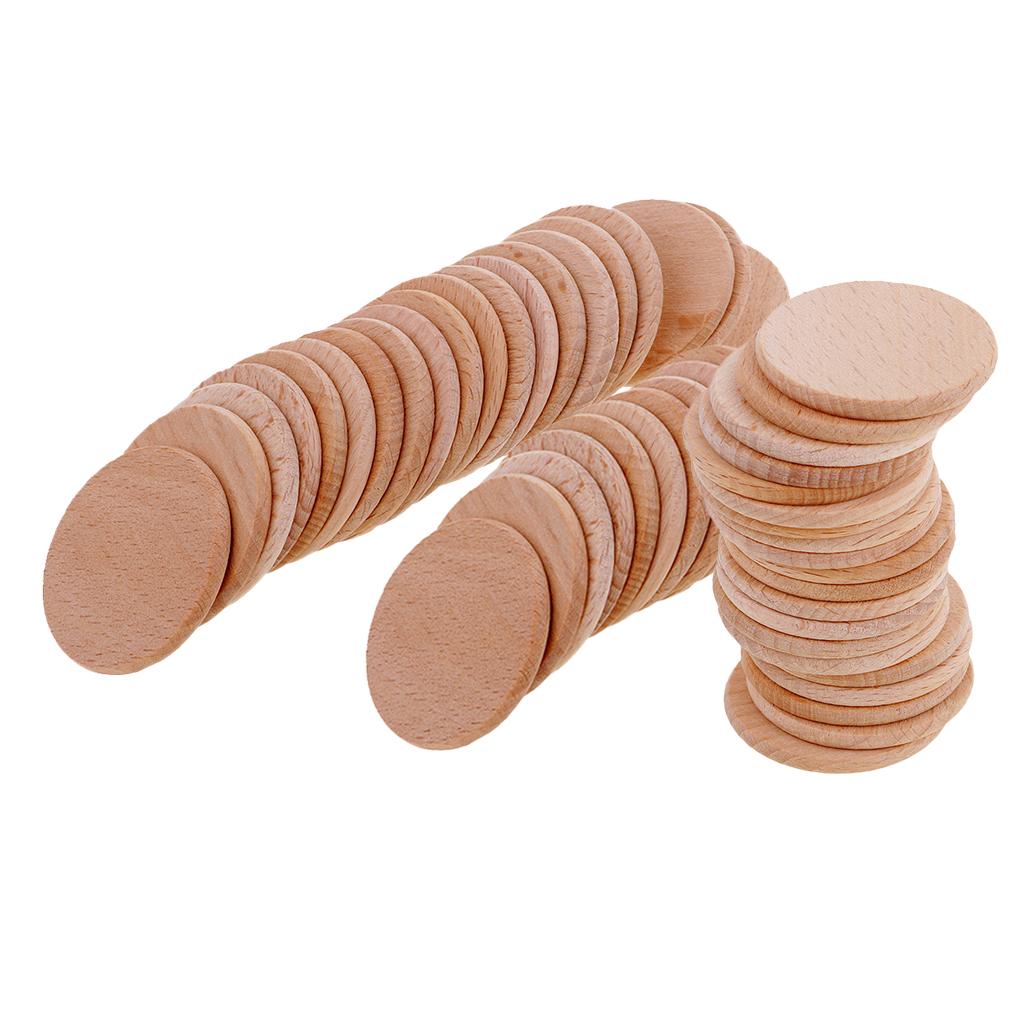 70 Pieces Blank Round Unfinished Wood Embellishments for Art DIY Crafts 36mm