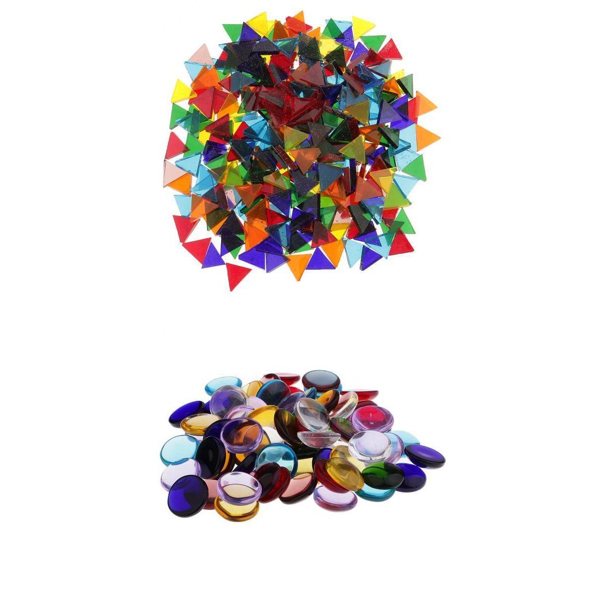 260g Assorted Triangle Round Vitreous Glass Mosaic Tiles for DIY Arts Crafts