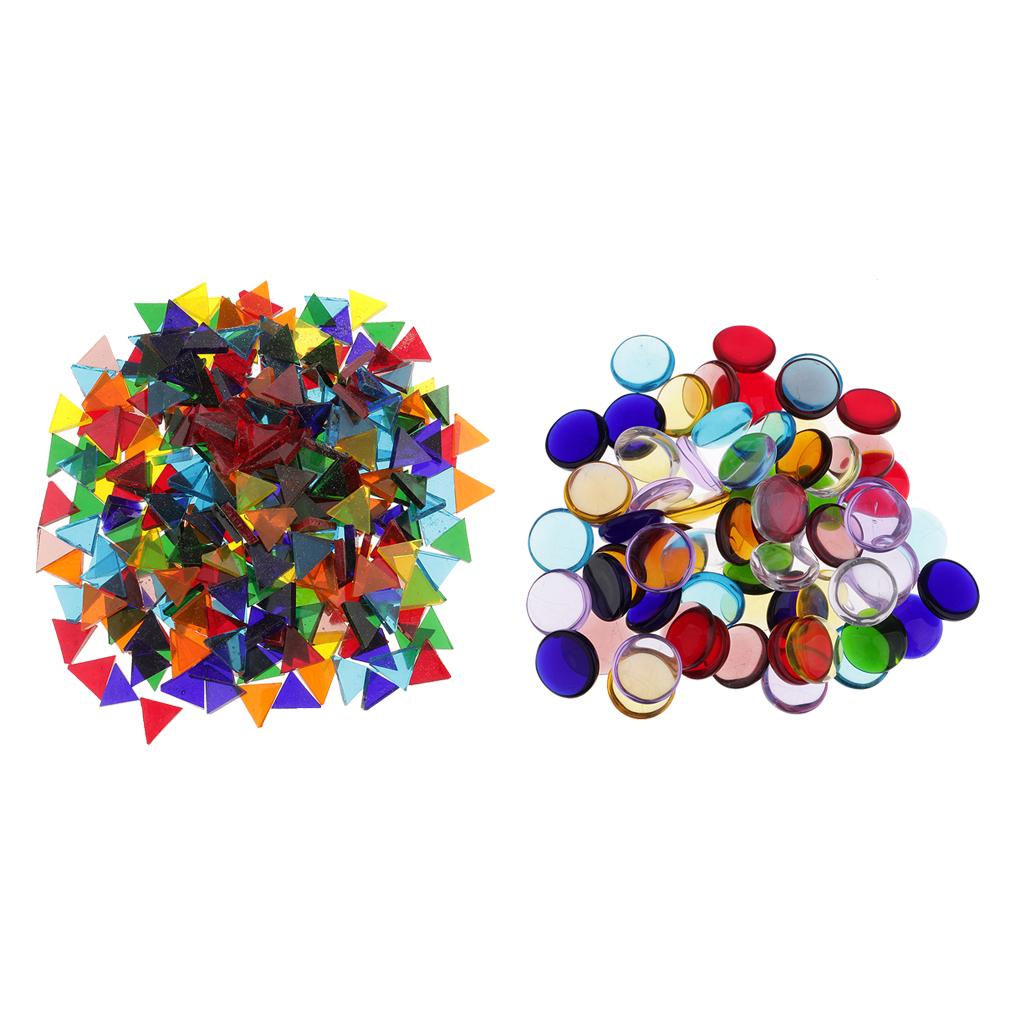 260g Assorted Triangle Round Vitreous Glass Mosaic Tiles for DIY Arts Crafts