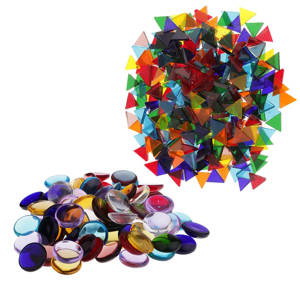 260g Assorted Triangle Round Vitreous Glass Mosaic Tiles for DIY Arts Crafts