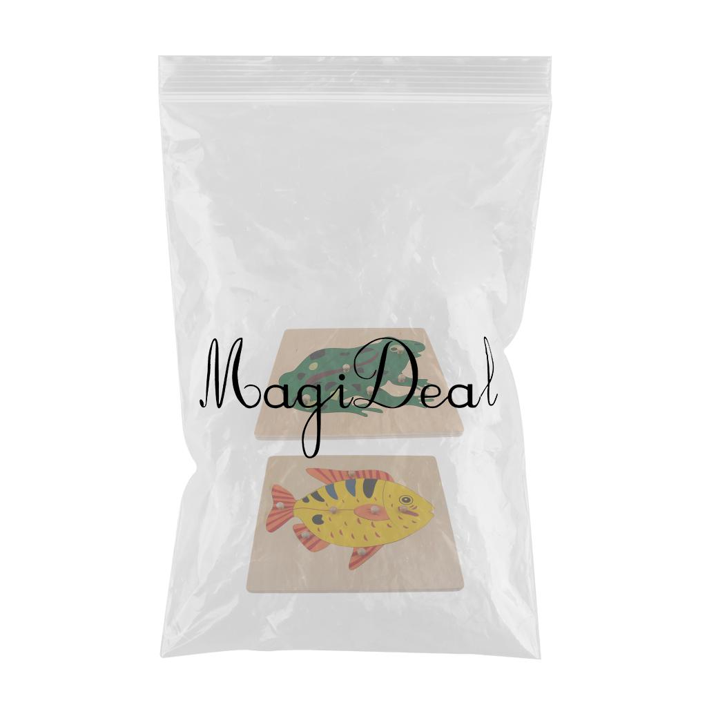 2 Piece Children Wooden Montessori Animal Peg Jigsaw Puzzle Toy 01