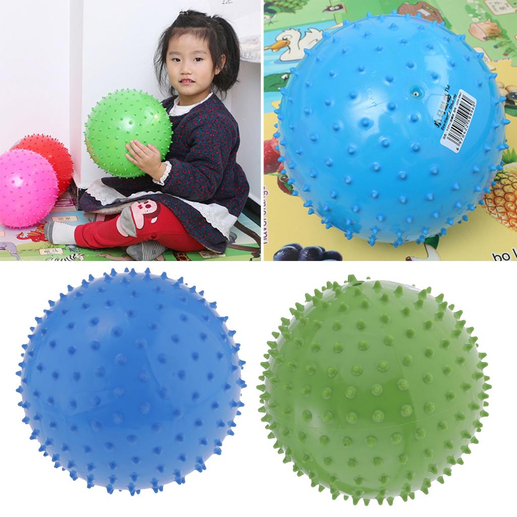 2 Pieces 9 Inch Kids Knobby Bouncy Ball Yoga Massage Spiky Sensory Ball 02