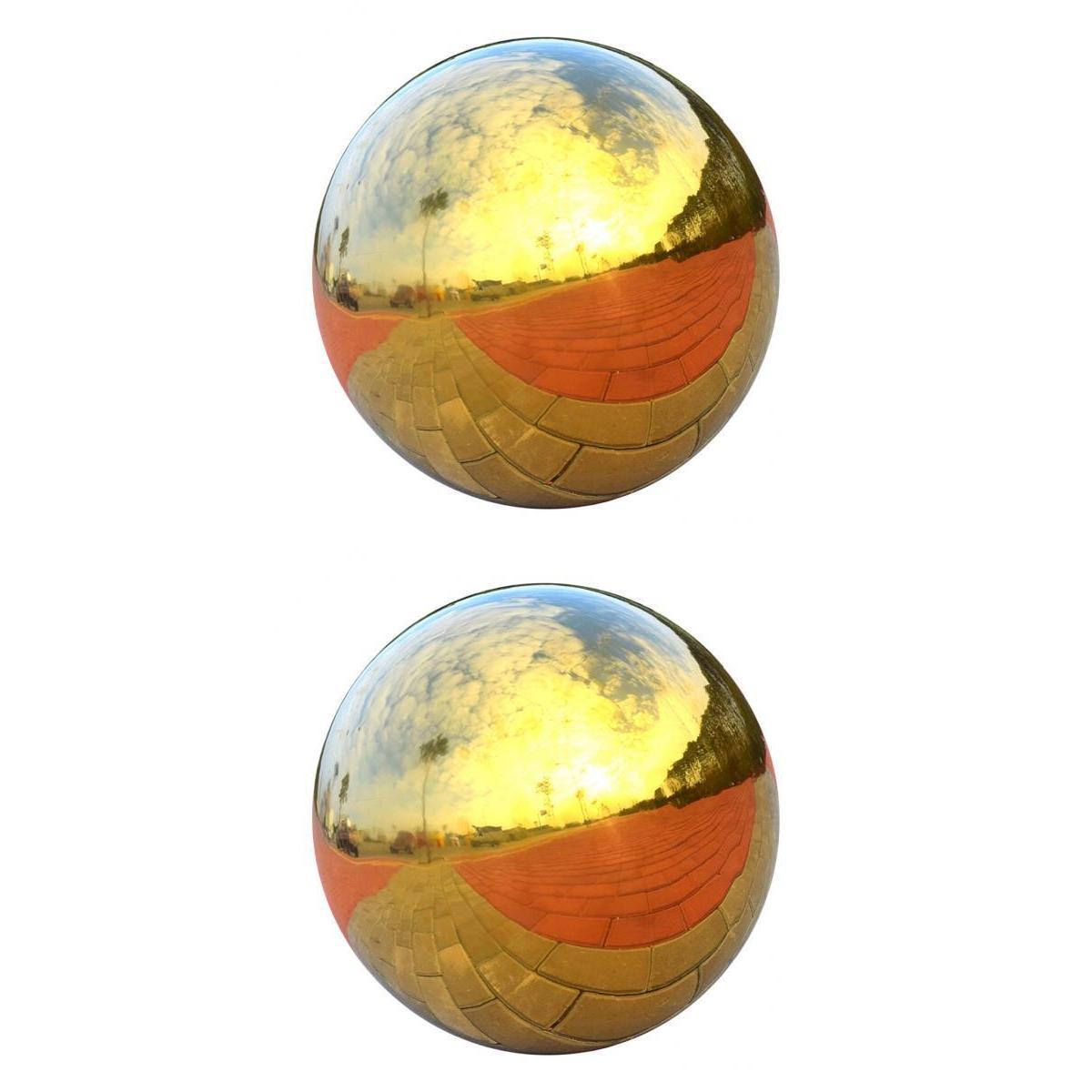 2Pcs 304 Stainless Hollow Ball Seamless Mirror Ball Garden Decor 90mm+138mm