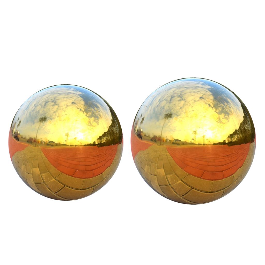 2Pcs 304 Stainless Hollow Ball Seamless Mirror Ball Garden Decor 90mm+138mm