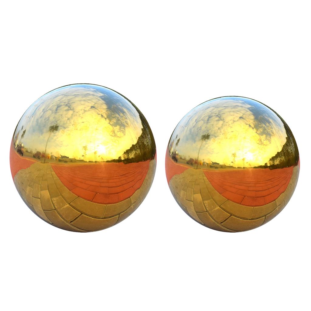 2Pcs 304 Stainless Hollow Ball Seamless Mirror Ball Garden Decor 90mm+138mm