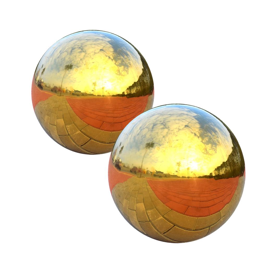 2Pcs - 304 Stainless Hollow Ball Seamless Mirror Ball Sphere Home Deco 138mm