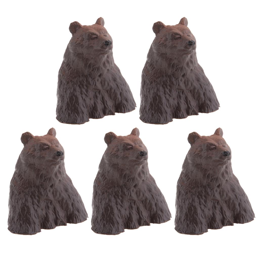5Pcs Resin Cute Bathing Animals Statues Fairy Garden Ornaments Black Bear