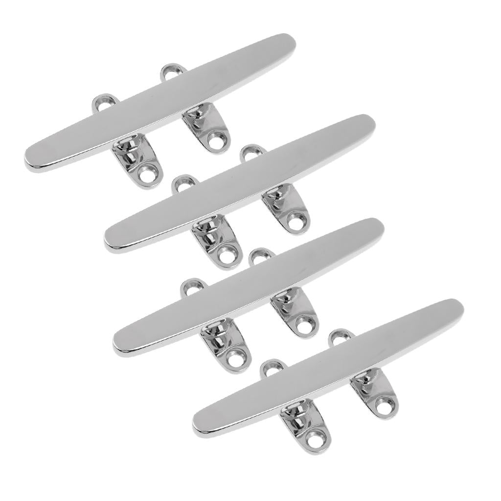4x Marine 316 Stainless Steel Heavy Duty Hollow Base Boat Rope Cleat 8 inch