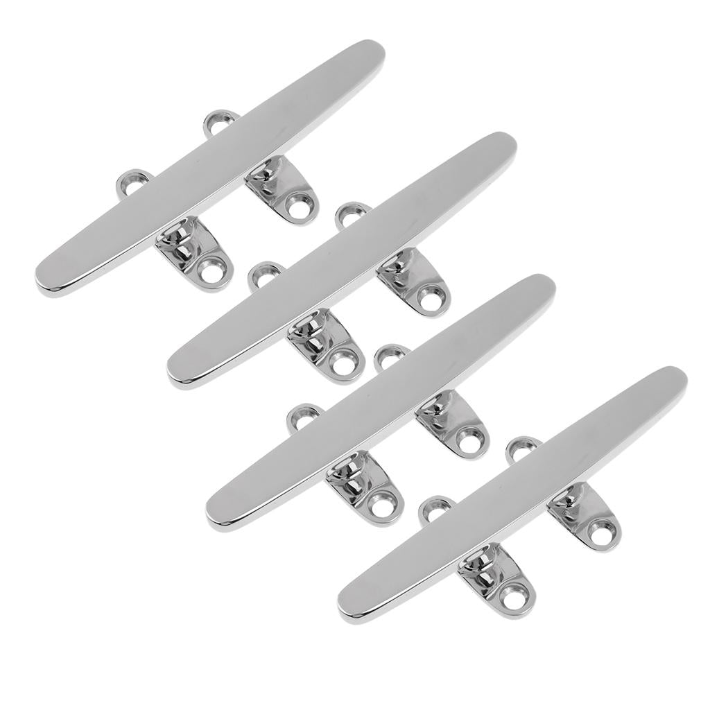 4x Marine 316 Stainless Steel Heavy Duty Hollow Base Boat Rope Cleat 8 inch