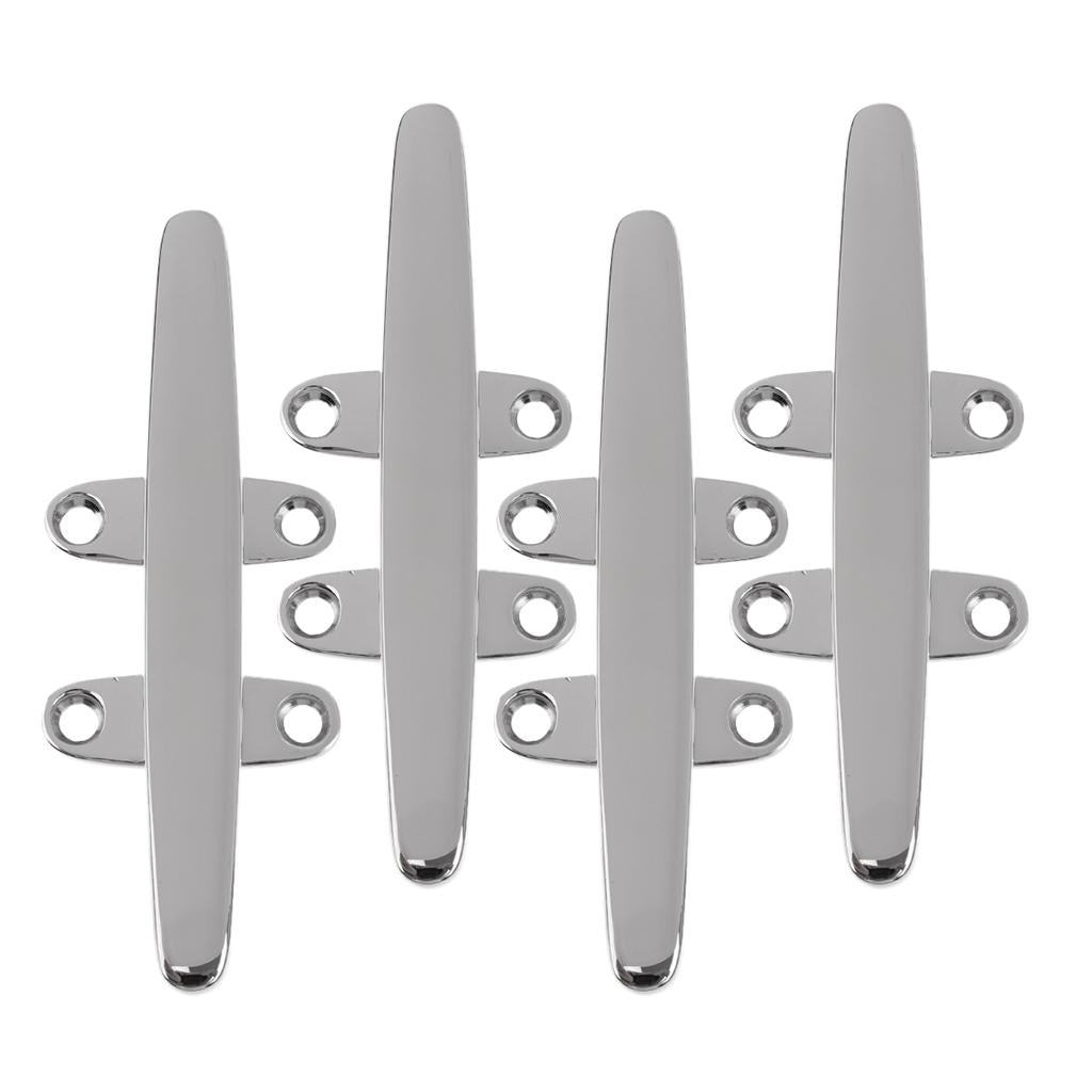 4x Marine 316 Stainless Steel Heavy Duty Hollow Base Boat Rope Cleat 8 inch