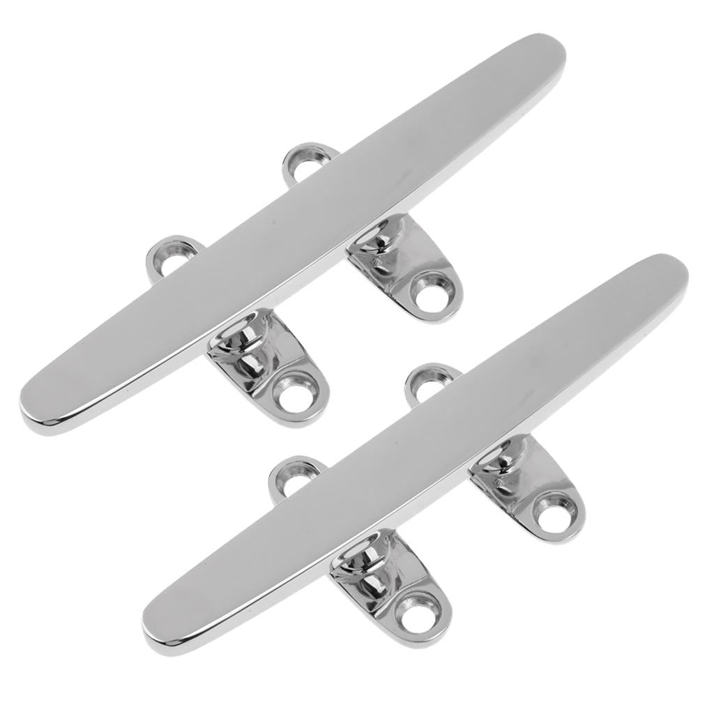 2x Marine 316 Stainless Steel Heavy Duty Hollow Base Boat Rope Cleat 8 inch