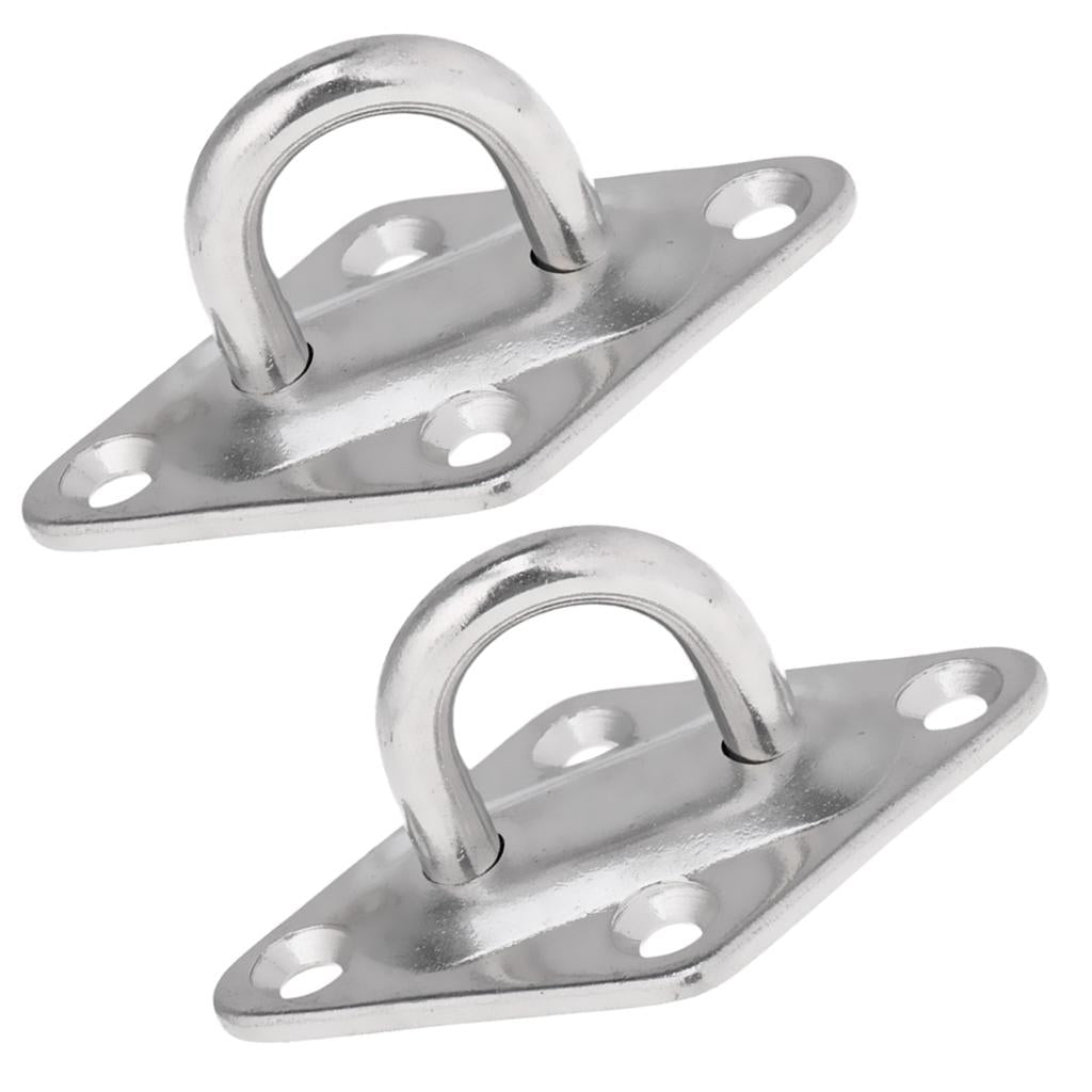 2x Stainless Steel Diamond Pad Eye Plate Heavy Duty Marine Hardware 5mm