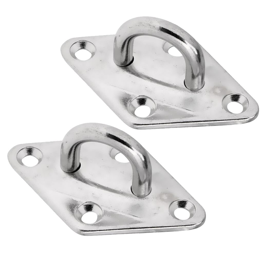 2x Stainless Steel Diamond Pad Eye Plate Heavy Duty Marine Hardware 5mm