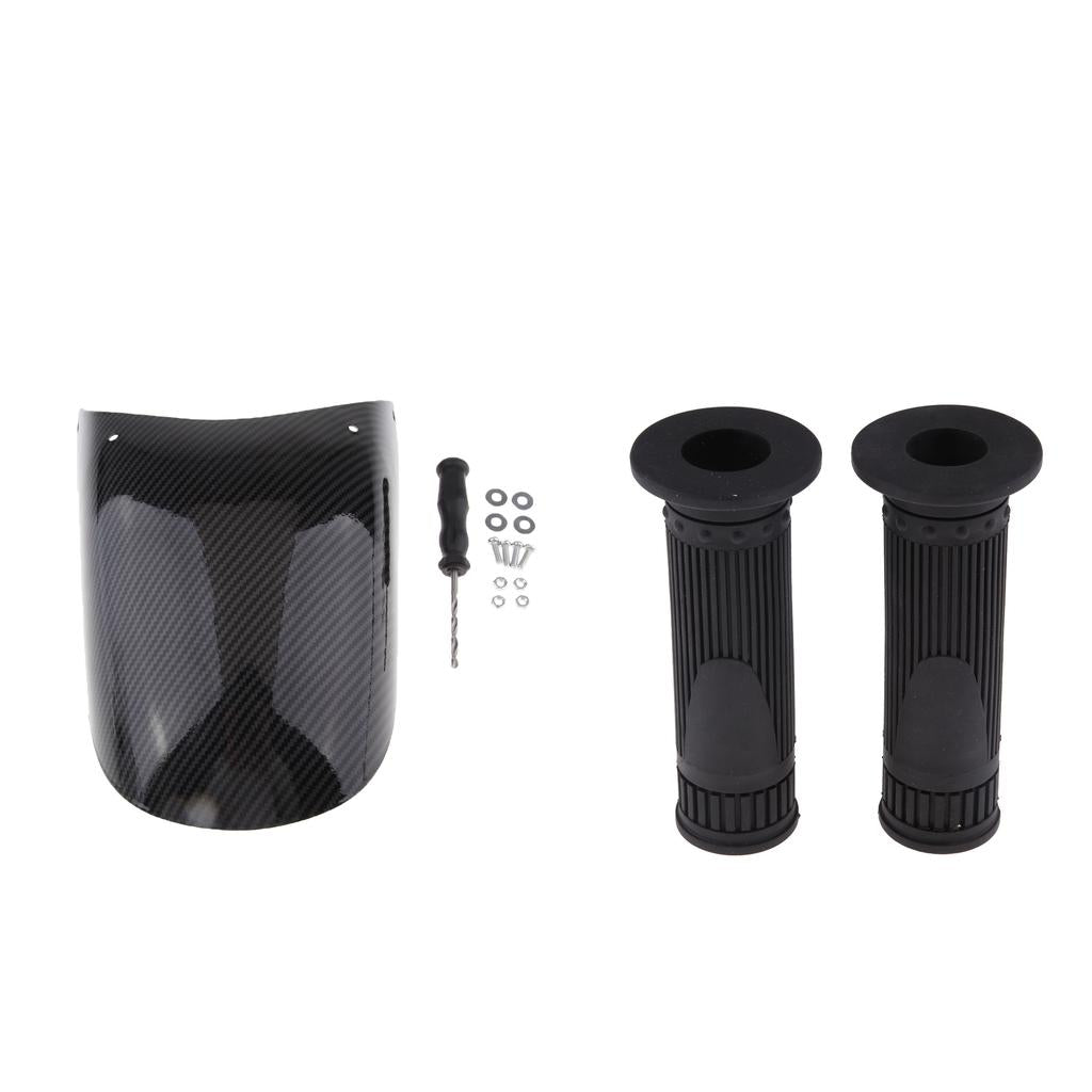 Carbon Fiber Front Fender Extension Extender + 7/8 Handlebar Hand Grips"
